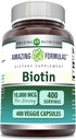 Amazing Formulas Biotin 10000 mcg Veggie Capsules | Vitamin B7 Supplement | Non-GMO | Gluten Free | Made in USA (400 Count)