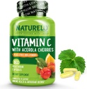 NATURELO Vitamin C with Organic Acerola Cherry Extract and Citrus Bioflavonoids - Vegan Supplement - Immune Support - 500 mg VIT C per Cap - Non-GMO - 180 Capsules