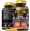 Red Vine Leaf Extract Supplement - 7in1 Formula - Combine with Horse Chestnut, Beet Root, Acai Berry, Hawthorn Berry, Garlic, and Black Pepper - 150 Capsules for 75 Days Supply