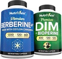 Nutrivein Premium DIM & Berberine Supplement Bundle: High-Absorption Berberine & DIM Supplement with Bioperine - for Hormonal Balance, Digestive Regularity, Metabolism, & Overall Wellness