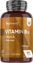 WeightWorld Vitamin B12 5000 mcg - 180 Vegan Tablets (6 Months Supply) - with Vitamin B6 (2 mg) & Folate (800 mcg) - High Strength B12 Vitamin as Methylcobalamin for Energy & Active Life - Non-GMO
