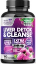 Gentle Liver Cleanse Detox & Repair Formula - Advanced Liver Support Supplement with Silymarin Milk Thistle, Dandelion Root, Artichoke Extract, Turmeric, Choline, & Beetroot - 180 Veggie Capsules