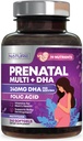 Prenatal Vitamins for Women - Multivitamin with DHA, Folic Acid, Vitamin C, B12, Iron & Omega-3 - Before, During & Post Pregnancy Supplement for Healthy Growth & Brain Development - 240 Softgels