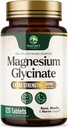 Magnesium Glycinate 500mg - Chelated for Ultra Absorption - Supports Bone, Muscle, Nerves & Heart Health, Nature's Sleep Support, Best Magnesium Supplement Pills for Whole Body Support - 120 Tablets