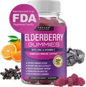 Elderberry Gummies with Zinc & Vitamin C – Sambucus Elderberry Gummy for Immune System Support, Natural Elderberry Extract Supplement for Adults Kids, Alternative to Capsules, Gluten Free, 60 Gummies
