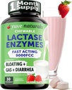 Yuve Natural Fast Acting Dairy Relief Delicious Chewables - Lactase Enzyme 9000 FCC - Say Goodbye to Dairy Discomfort from Lactose Intolerance - Strawberry Cream Flavor - 30ct