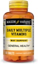 Mason Natural Daily Multiple Vitamins - Vitamins A, C, D3, E, B1, B2, B3, B6, B12, Folate and Calcium for Overall Health, 100 Tablets