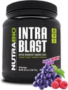 NutraBio Intra Blast Bcaa Powder Amino Acid Supplement, Electrolyte & Hydration Blend, Intra, Pre Workout & Muscle Recovery, 20g Eaa Amino Acids Powder, 5g Glutamine- Grape Berry Crush, 30 Serving