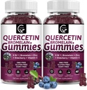 (2 Pack) Quercetin Gummies - Quercetin with Bromelain 2378mg - Blend with Elderberry, Echinacea Purpurea Extract, Zinc, Vitamin C,D3,K2, Complex Supports Immune, Cardiovascular & Respiratory Function