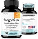 Sandhu's Magnesium Glycinate Lysinate | 120 Easy to Swallow Chelated Vegan Capsules | Magnesium Lysine Chelate Supplement for High Absorption | for Best Sleep, Leg Cramps, Relaxation
