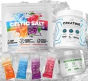 Celtic Salt Electrolytes Powder Packets + Micronized Creatine Powder + Sulforaphane Supplement Made in The US