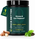 Once Better™️ Stress & Gut Support Supplement – Ashwagandha KSM-66®, L-Theanine, Magnesium Glycinate, Probiotics & Inulin for Digestive Health & Stress Relief – 60 Capsules - Men & Women