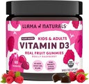 Llama Naturals Vitamin D3, Vegan, Organic Immune Support Supplement, Vitamin D Gummies for Adults and Kids, Real Fruit Gummy Vitamins, Promotes Bone Health, No Added Sugar Cane, Raspberry, 60 Ct