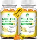 (2 Pack) 9 in 1 Mullein Gummies for Lung Cleanse & Lymphatic Drainage*, Extra Strength Mullein Leaf Extract w/Quercetin, Bromelain, Elderberry & Marshmallow for Respiratory & Immunity,Vegan,120 Count