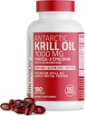 Bronson Antarctic Krill Oil 1000 mg with Omega-3s EPA, DHA, Astaxanthin and Phospholipids 180 Softgels
