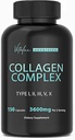 Collagen for Women & Men - Vital Nutrition - Hydrolyzed Collagen Peptides - Multi Collagen Capsules, Keto Friendly, Healthy for Skin, Nails, Bones & Joints, NonGMO- Type I,II,III, V, X - 150 Capsules