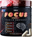 Nootropic Strongest Focus Supplement - Clinically Backed Ingredients Made in USA - Scientifically Backed Doses - Supplement for Brain Fog - AlphaGPC, Lions Mane, Rhodiola and More 10:1 90 Capsules