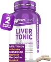 Herbtonics Liver Cleanse Detox & Repair Supplement with Milk Thistle & Artichoke 20-in-1 Liver Support Formula, Energy & Overall Health | Dandelion, Turmeric, Berberine | 120 Vegan Capsules