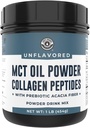 MCT Oil Powder + Keto Collagen Peptides + Acacia Fibre 16oz (Unflavored). 10g MCT, 5g Collagen. MCT Collagen for Coffee Creamer, Shakes, Smoothies, Ketogenic Low Carb Protein Powder