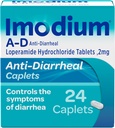 Imodium A-D Diarrhea Relief Caplets with Loperamide HCl, Anti-Diarrheal Medicine to Help Control Symptoms of Diarrhea Due to Acute, Traveler's Diarrhea, HSA/FSA Eligible, 24 ct