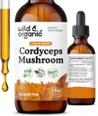 Wild & Organic Cordyceps Mushroom Tincture - Cordyceps Extract Supplement for Energy & Immune Support - Liquid Sinensis Mushroom Drops - Vegan, Sugar & Alcohol-Free - 2 fl oz