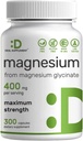 Magnesium Glycinate 400mg, 300 Capsules | 100% Chelated for Easy Absorption | Essential Mineral Supplement for Muscle, Sleep, & Heart Health