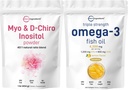 Micro Ingredients Omega-3 Fish Oil 4,200 mg Softgels & Myo & D-Chiro Inositol Powder Bundle 2 Pack | Wild-Caught Fish, Lemon Flavored, Burpless | Inositol Supplement for Women
