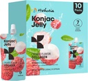 Hethstia Konjac Jelly, Lychee Konjac Jelly 10 Pouches with Collagen Peptides, Low Calorie Drinkable Litchi Jello, Vitamin C Light Snacks, Sugar Free, Keto, Gluten-Free, Healthy Food Gifts
