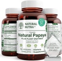 Natural Nutra Papaya Chewable Enzymes for Digestion and Body Cleanse - Supports Digestive Health, Ease Gastrointestinal Discomfort - Nutrient Absorption and Reduces Bloating - 90 Vegan Tablets
