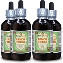 Lemon Thyme (Thymus x Citriodorus) Glycerite, Organic Dried Herb Alcohol-Free Liquid Extract (Brand Name: HerbalTerra, Proudly Made in USA) 4x4 fl.oz (4x120 ml)