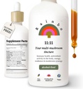 Rainbo - 11:11 Multi Mushroom Tincture - 11-in-1 Alcohol Free - Dual Extract Mushroom Blend - Comprehensive Immune Support, Brain Support, Liquid Lion's Mane & Turkey Tail, Vegan, Non GMO, 3.4 fl oz