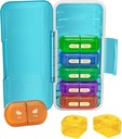 Weekly Pill Organizer 2 Times a Day, Moisture-Proof, Detachable Compartments, AM PM Pill Box 2X 7 Day, Travel Pill Organizer for Pills/Fish Oil/Medication/Vitamin/Supplements (Blue + Colorful)