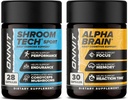 ONNIT Premium Alpha Brain Bundle - Nootropic Brain Supplement (30 Count) for Focus, Concentration & Memory + Shroom Tech Sport for Exercise, Energy & Cardiovascular Performance (28 Count)