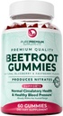 PurePremium Beet Root Gummies - 60 Sugar Free Chews (50:1 Equivalent 1500 mg) - Super Nitric Oxide Beetroot Gummies | Natural Blueberry Flavor - Supplements for Normal Blood Pressure