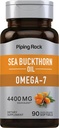 Piping Rock Sea Buckthorn Oil Capsules 4400mg | 90 Softgels | Sea Buckthorn Berry Extract | with Omega-7 | Gluten Free, Non-GMO