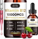 Vitamin B12 Complex 10000 mcg | Triple Liquid B-12 Drops Sublingual Supplement | Methylcobalamin & Adenosylcobalamin & Hydroxo Blend for Long-Lasting Energy and Healthy Metabolism Cherry Flavor, New