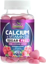 Calcium Supplement Gummies - Sugar Free Calcium Gummy with 400 IU Vitamin D3 for Best Absorption - Supports Immune Health, Bones & Teeth - Nature's Calcium Chews for Women & Men - 120 Gummies