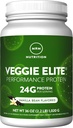 MRM Nutrition Veggie Elite Performance Protein | Vanilla Bean | Plant-Based Protein Powder with BCAAs | Vegan + Gluten-Free | Easy to Digest | 30 Servings