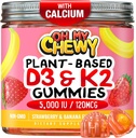 Center-Filled Vitamin D3 K2 Gummies - Kids, Teens & Adults - Supplement for Healthy Teeth, Bone, Energy & Immunity - 5000 IU D3, 120 mcg K2(MK-7), 120 mg Calcium - Vegan & Non-GMO - 60 Count