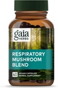 Gaia Herbs Respiratory Mushroom Blend - Immune Support Herbal Supplement to Help Maintain Overall Lung and Respiratory Health - WIth Reishi and Cordyceps* Mushrooms - 40 Vegan Capsules (40-Day Supply)