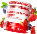 Magnesium Glycinate Gummies Sugar Free 90 for Adults & Kids,400mg Chewable Magnesium Gummies with 200mg L-Threonate,Ashwagandha,Vitamin D,B6,B12,Calcium for Sleep,Stress & Muscle,Relief,Strawberry
