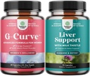 Bundle of G-Curve Butt and Breast Enhancement Pills with Saw Palmetto Extract and Liver Cleanse Detox & Repair - Milk Thistle for Digestion & Immune Health - Ginger Root Choline Dandelion Root