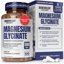 Magnesium Glycinate 500mg - Chelated & Buffered High Absorption Magnesium Supplement to Support Stress Relief, Digestion, Bone, Sleep, Nerves & Muscle Health - Made in USA - 120 Vegan Capsules