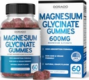 Magnesium Glycinate Gummies 600mg (60mg of Elemental Magnesium Provided by Pure 600mg Glycinate Gummies for Adults) - Non-GMO, Vegan Safe & Made in USA - Delicious Grape Flavor (60 Count)