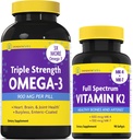 InnovixLabs Vitamin K2 & Triple Omega Bundle Full Spectrum Vitamin K2 (90 Softgels) Triple Strength Omega-3 Fish Oil (200 Softgels). Supports Healthy Bones, Arteries and Joints. *