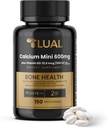 LUAL Calcium Minis 600 mg with Vitamin D3 - Bone & Muscle Support - 150 Mini Softgels - Easy to Swallow - Calcium & D3 for Strong Bones & Mobility