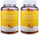 Amazon Basics Vitamin D3 2000 IU Gummies, Orange, Lemon & Strawberry, 160 Count (2 per Serving) (Previously Solimo) (Pack of 2)