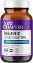 New Chapter Turmeric Supplement + Sleep Aid - Turmeric Force Nighttime for Sleep Support with Valerian Root + Ginger + NO Black Pepper Needed + Non-GMO Ingredients - 60 Vegetarian Capsule