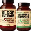 Algae Calcium & Vegan Vitamin B Complex Bundle - Calcium Supplement from Red Algae, Essential B Vitamins with Whole Food Blend, B1, B2, B3, B5, B6, B7, Folate