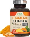 Turmeric Curcumin Supplement 2600mg - with Organic Ginger & Turmeric, 95% Curcuminoids, BioPerine Black Pepper for Best Absorption, Nature's Vegan Joint Support, Non-GMO, Bottled in USA - 120 Capsules